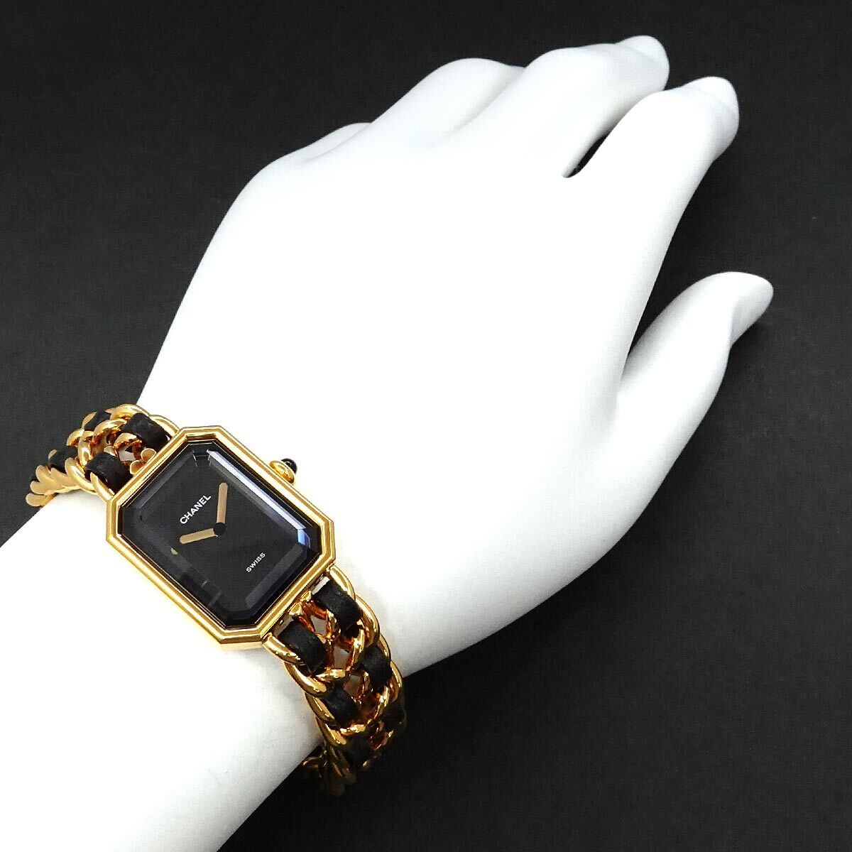 CHANEL Premiere Size L H0001 Vintage Quartz Black Dial