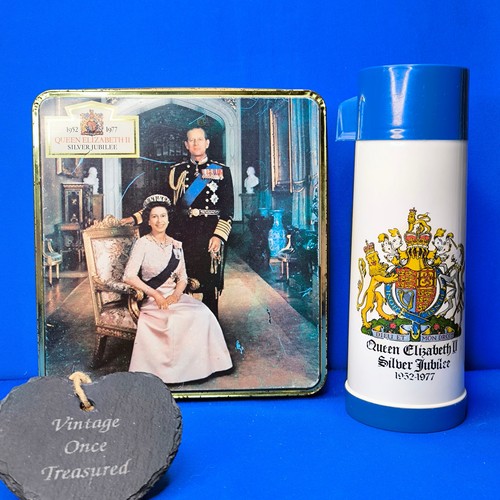 Queen Elizabeth Silver Jubilee * BISCUIT TIN + THERMOS FLASK * VGC eBay