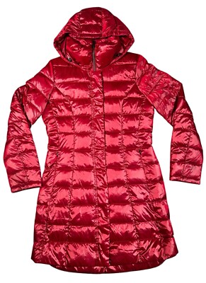 Calvin Klein Women's Down Puffer Jacket New Sz S Hooded Red