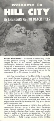 1962 Road Map Brochure HILL CITY South Dakota Monkey Island Mount Rushmore Train