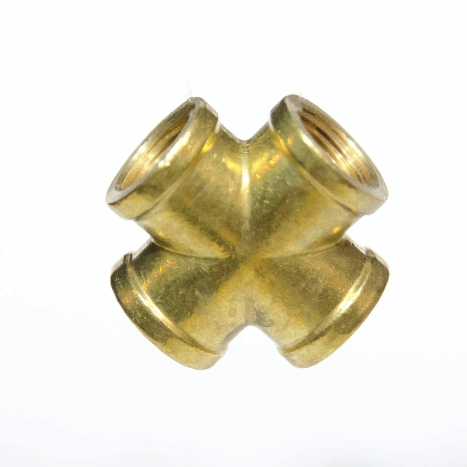 3/8 Female Npt 4 Way Cross Brass Pipe Fitting Vacuum Fuel Air Water Oil 102-C - Image 3 of 4