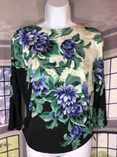 Jm Collection PS NWT Hypnotic Flow Embellished Time To Shine Top Blouse Shirt$55