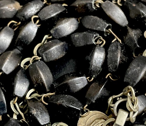Vintage Catholic Black Cocoa Wood Lourdes Pater Medal Rosary, France - Picture 7 of 7