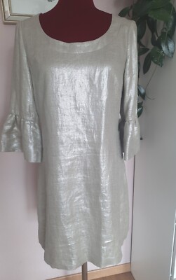 OASIS Kleid Silber Beige Leinen 8 /34 Top Zustand NP: 120 
