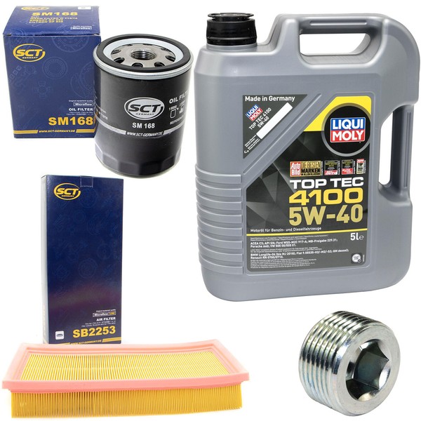 MotoröL Filter Set 5W40 5 Liter + ÖLablassschraube FüR Fiat Punto Kasten 188-image