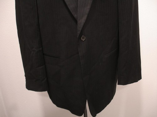 Men's 44XL Monsieur By Givenchy Charcoal Gray Striped Suit Jacket Blazer USA Vtg - Picture 3 of 15