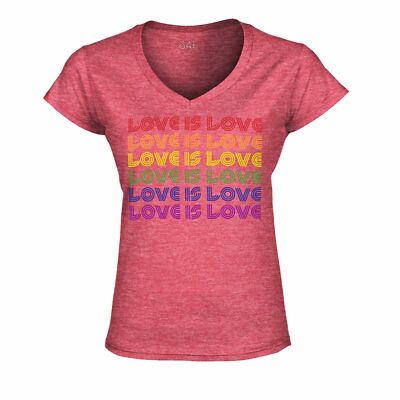 S4E Women's Love Is Love V-Neck T-shirt Gay Pride Love Wins LGBTQ Shirts