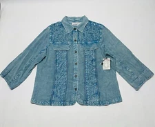 NWT Blue Chambray Floral Embroidered Western Boho Shirt Size M Shabby Cowgirl