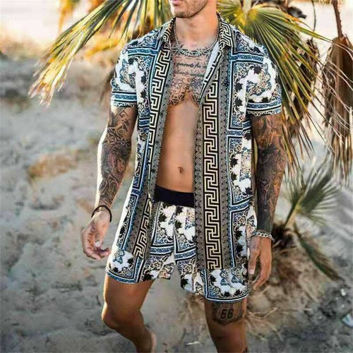🏖Mens Hawaiian Sets Summer Short Sleeve Shirt Beach Shorts Casual Beach Wear🌧️ - Picture 21 of 25