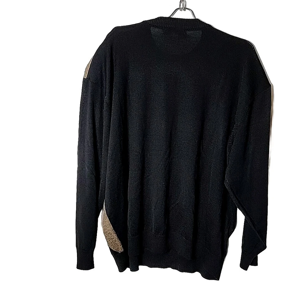Pronto-Uomo Men 3X Wool Blend Pullover Square Color Long Sleeve Black Sweater - Image 3 of 4