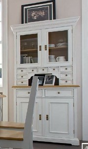 Buffet Buffetschrank Wohnschrank Vitrine Fichte massiv antik weiß