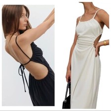 Gia Cut-Out Midi Dress in Black S-M-L