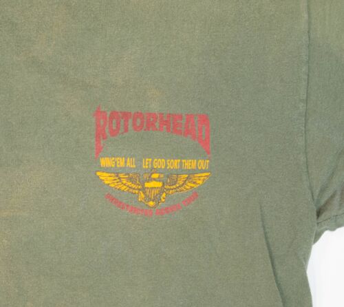 T-shirt vintage Rotorhead Tour homme taille XL vert délavé point unique Woodstock - Photo 3/15