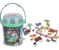NEW 36pc Safari “ Wild Republic “Animals Figurine Playset In Plastic Bucket