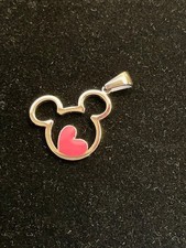 Disney Mickey Mouse Pink Heart Necklace Pendant Charm