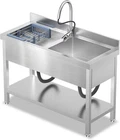 47Inch Stainless Steel Utility Double Bowl Kitchen Sink for Restaurant Outdoor