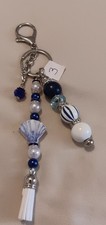 Handmade Beaded Silver, White and Blue Seashe...