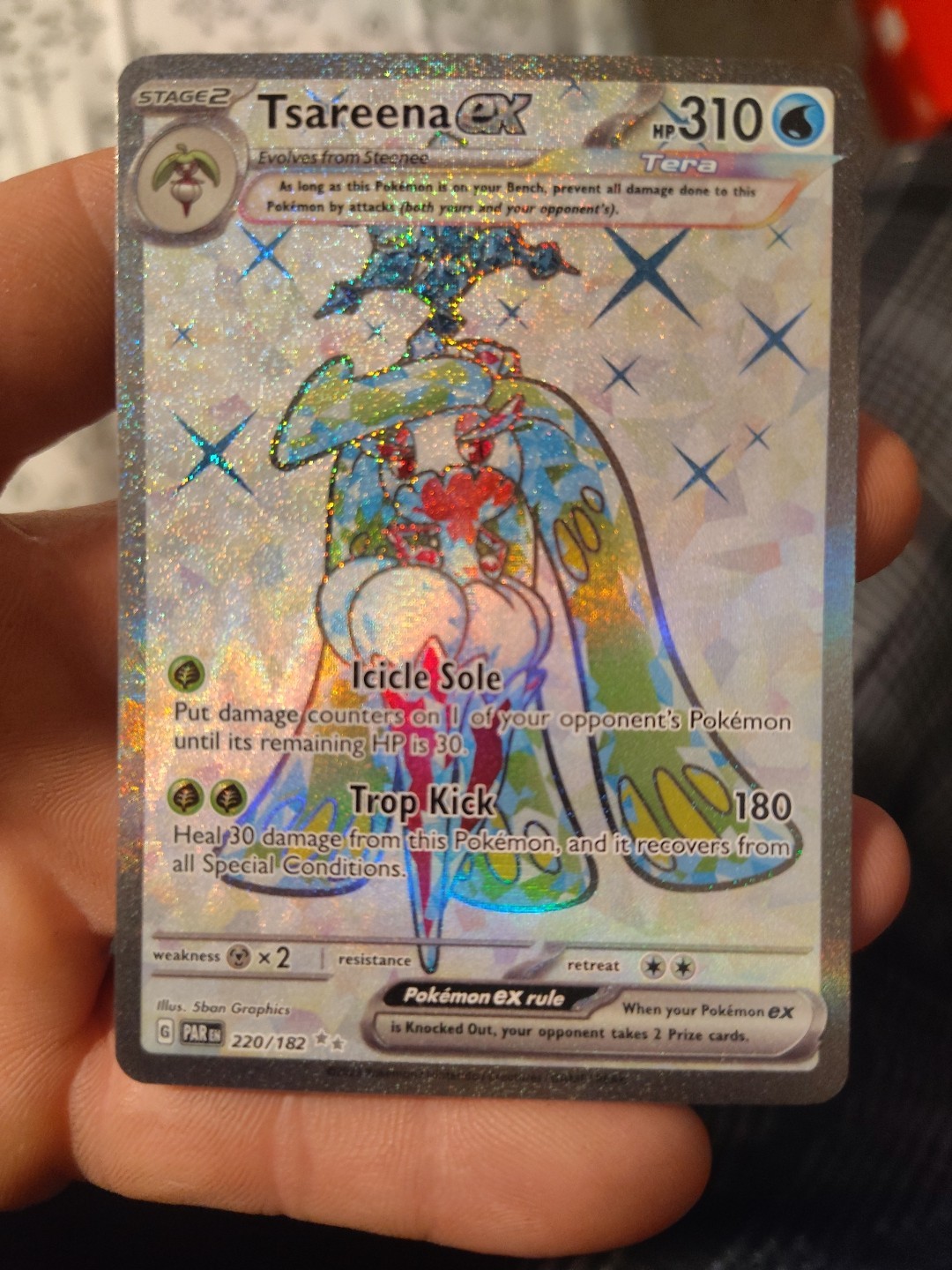 Tsareena EX 220/182 SV04: Paradox Rift Holo Ultra Rare Card. Near Mint!