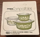 Pyrex Spring Blossom Green Crazy Daisy Compatibles 3-Pc. Set Open Box 480-1