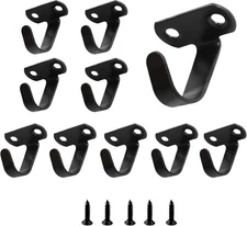 10-Pack Black Screw-Mounted Ceiling Hooks-Heavy-Duty Stainless Steel