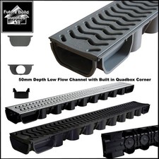 Low Flow 50mm Shallow Flow Grey & Black Galvanised Channel Drainage Driveway
