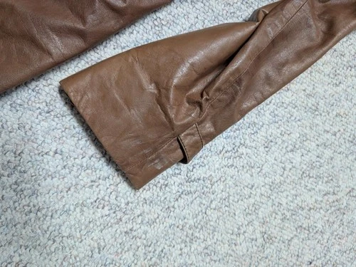 vintage USA made TRENCH COAT leather 42 sherlock BELTED double breasted M brown image 10