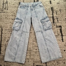 Old Navy Baggy Wide Leg Jeans Youth 14 Cargo High Rise Gothic Grunge