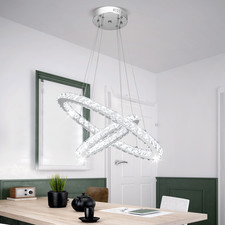 LED Crystal Dimmable Ceiling Lamp Chandelier Pendant Light Remote Control UK