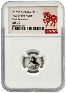 2026 P Australia Lunar Year Of The Horse 1/10 oz .9995 Fine Platinum NGC MS70 FR