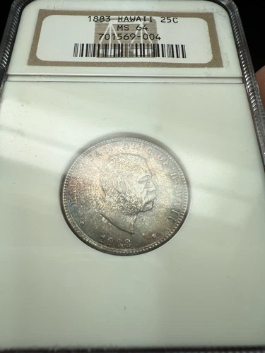 HAWAII KALAKAUA I 1883 QUARTER 25 CENTS UNCIRCULATED TONED NGC MS64 TONER
