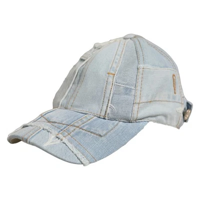 Casquette de baseball homme DOLCE & GABBANA chapeau bleu patchwork coton deni... - Photo 1/4