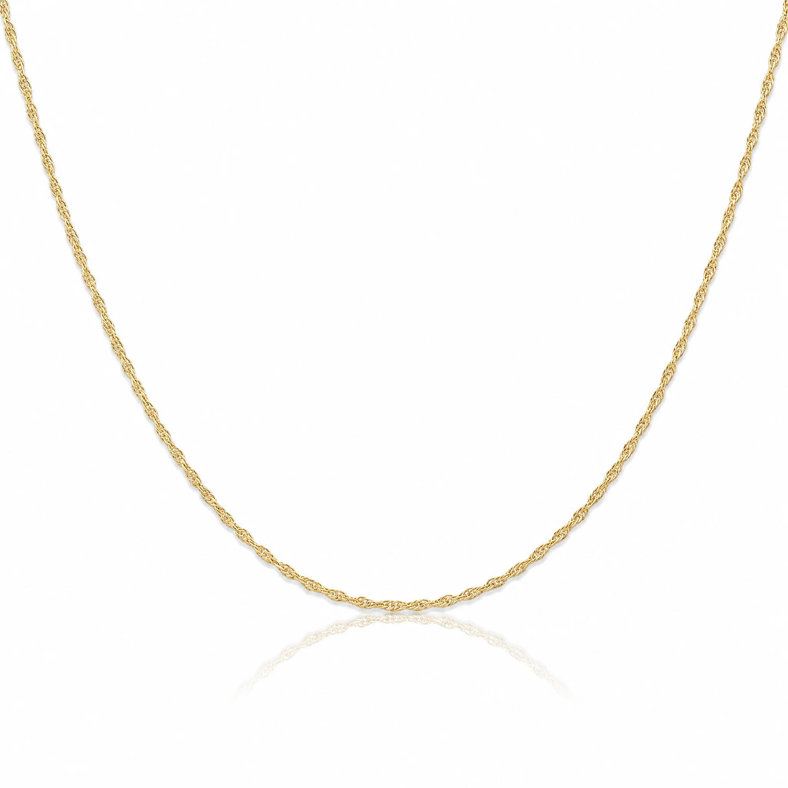 14K Yellow Gold 1.15mm Carded Cable Rope Chain Necklace 16"-24"