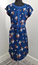 Women's Blue Floral Dress Size 12 Pretty Belt Short Sleeves Summer Cute