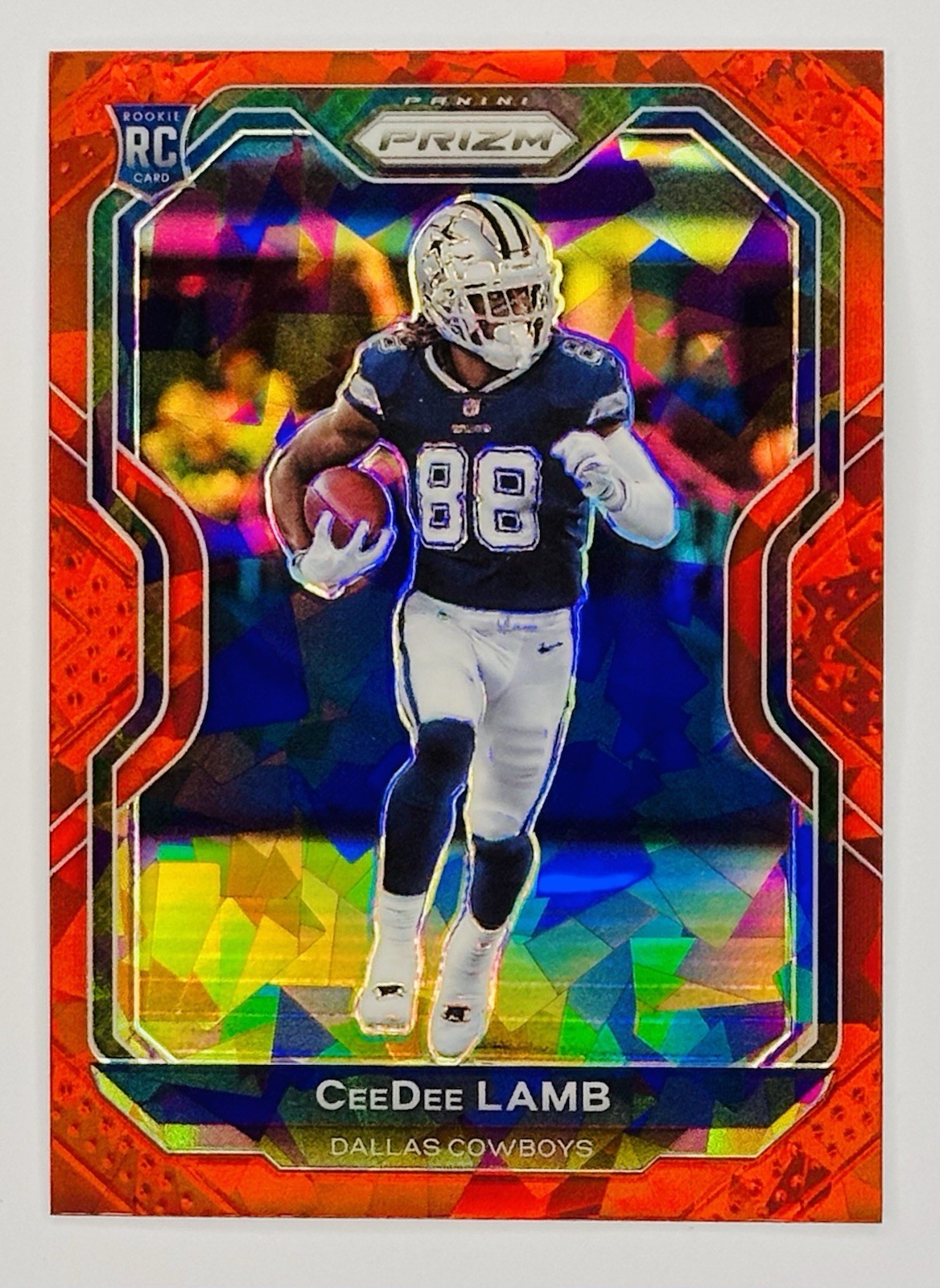2020 Panini Prizm CEEDEE LAMB Red Ice Prizm #334 RC Cracked Ice Rookie COWBOYS🔥