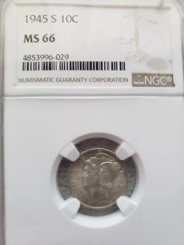 1945-S Mercury Dime 10c NGC MS66