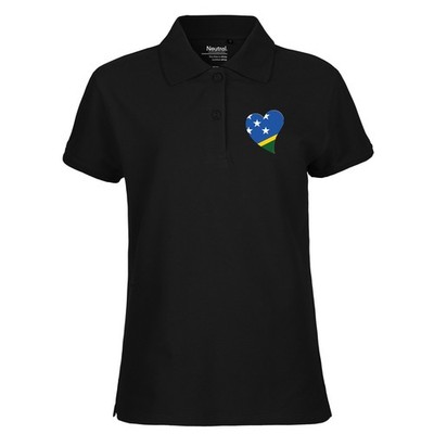 Damen Polo Shirt Salomonen Flagge Herz Geschenkidee Salomonen Geschenk Präsent M