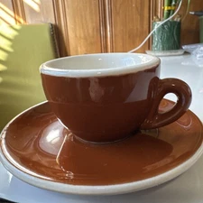 ACF Italy Espresso Cup & Saucer Brown Cappuccino Excellent Fast Shipping 