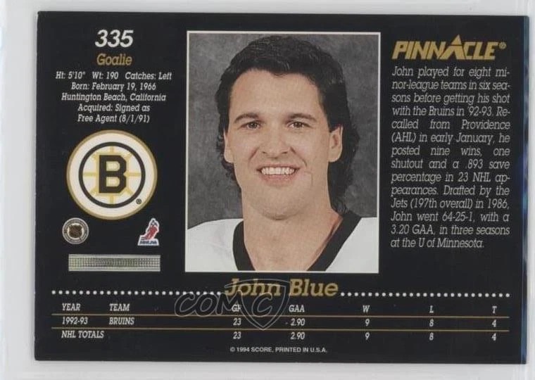 1993-94 Pinnacle John Blue #335 - Image 2 of 2