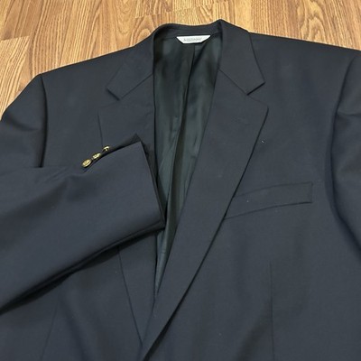 Joseph & Feiss Gold Button Blazer 2-Button 42L 100% Wool Navy Men's Suit Jacket