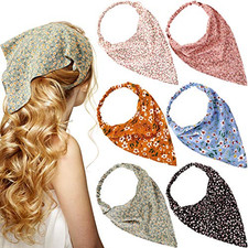 6 Pcs Floral Hair Bandanas for Women Girl Boho Hair Scarf Headband with Clip Chi