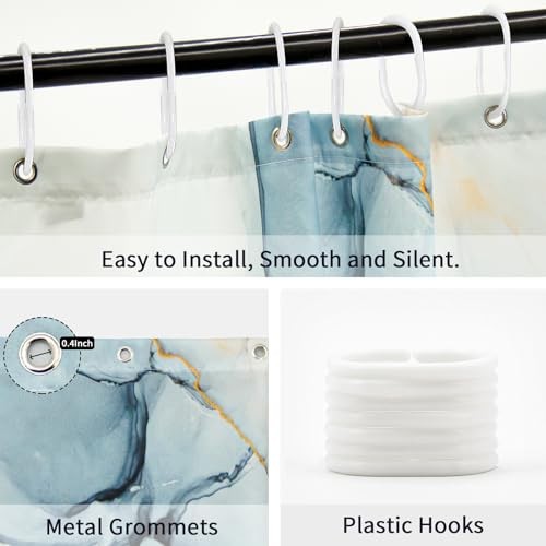 Abstract Marble Shower Curtain, Blue Grey 71"W x 71"L (Pack of 1) Grey, Blue - Bild 6 von 7