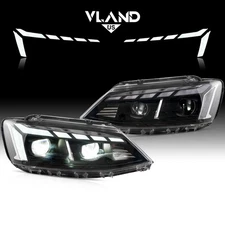 Fits 2011-2018 Volkswagen Jetta Black LED Projector Headlights W/DRL Animation*2