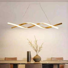 RRTYO Zora 2Light Modern Gold Aluminum Dimmable Pendant Light Linear Chandelier