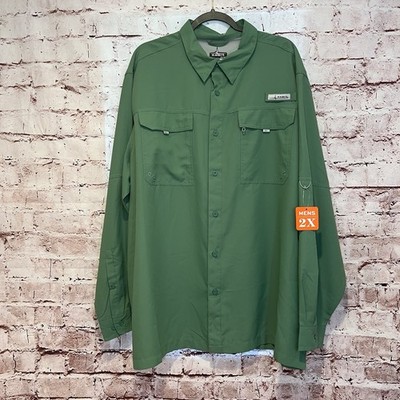Habit Men s Mint Long Sleeve Button Up Solar-Factor 40+ Performance Shirt 2XL