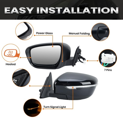 Left Driver Side Mirror Compatible with Nissan Rogue 2014-2021 with Heated Ma... - Picture 2 of 8