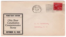 #681 Ohio River 1929 FDC - Planty #8 M.C. Rothblum Evansville IN