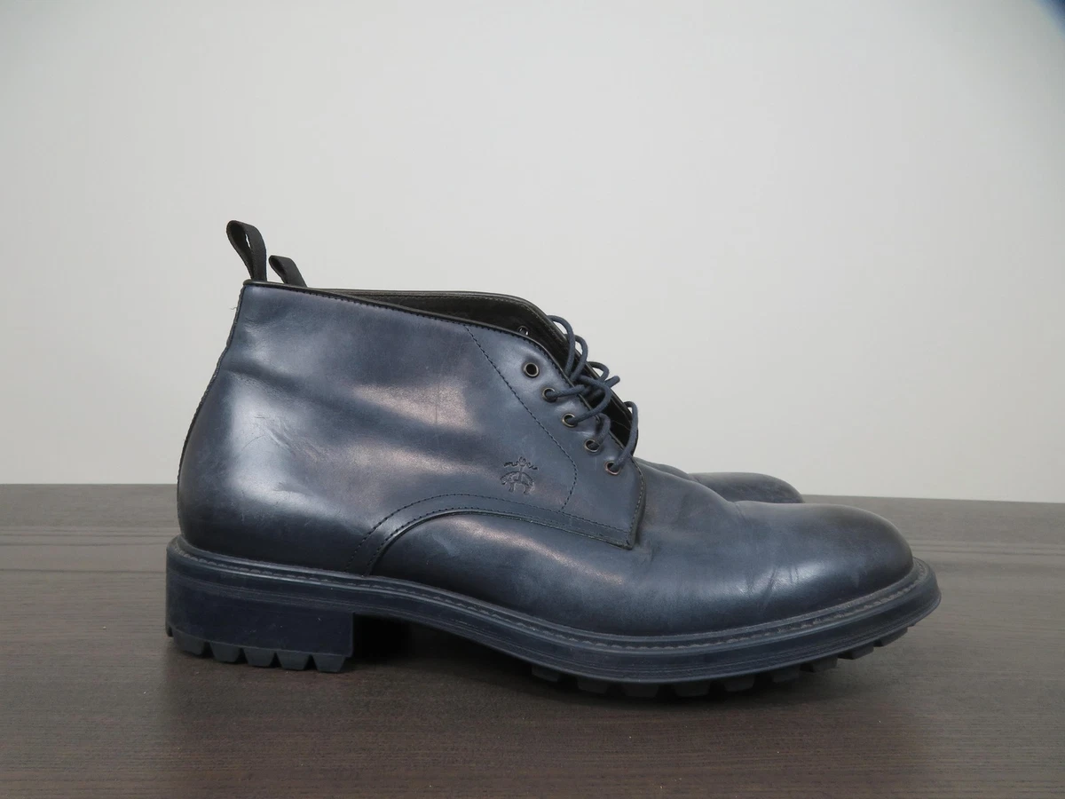 Brooks Brothers Boots Mens 11.5 Blue Leather Chukka Ankle Lug Made In Italy Corry Chukka Midnight Blue Suede Leather Boots For Men - The  main image 3
