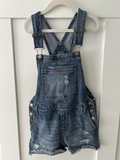 Girls 6-6x Wonder Nation Denim Short Jean Overalls Adjustable Straps Pockets