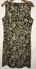 Jones New York Botanique Print Sheath Dress Womens 10 Black Gold Stretch Career