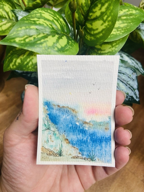 ACEO ORIGINAL WATERCOLOR RIVER LANDSCAPE